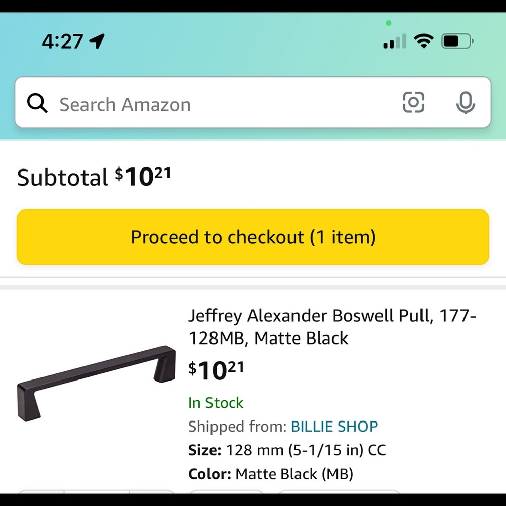 Set of 10 Matte Black Cabinet Pulls.